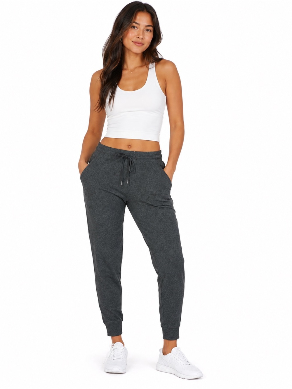 Lole Heather Charcoal Gray Jogger Pants Women’s Large Drawstring Athleisure